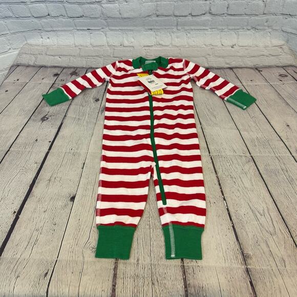 Hanna Andersson Christmas Striped Zipper Romper - Picture 1 of 4